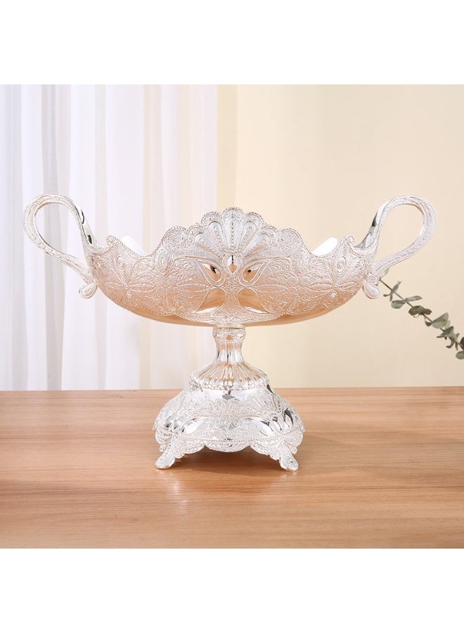 European Style Light Luxury Fruit Bowl with Handles, Peacock Pattern Snack Dish - Image 1