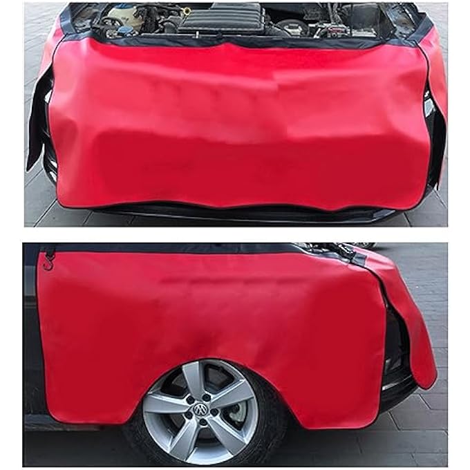Unity 3Pcs Set Automotive Mechanic Magnetic Fender Cover Mat Pad Set With Hooks Big Size For SuvRed - Image 5