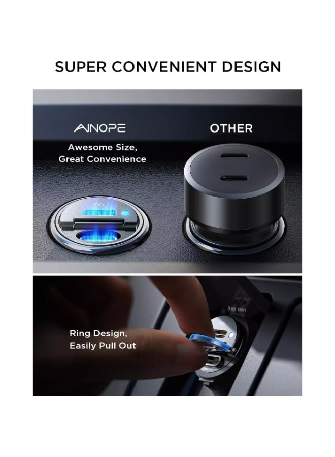 اينوب شاحن سيارة E71 بقوة 72 واط بمنفذ USB-C - محول شحن سريع ثنائي المنافذ بتقنية PD و QC3.0 لأجهزة iPhone 16/15/14 و Samsung S23 و iPad Pro - Image 2