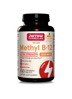 jarrow formulas Ultra Strength Methyl B12 2500 Mcg 100 Chewable Tablets Tropical Flavored Supplement Bioactive Vitamin B12 Supports Cellular Energy Production 100 Servings (Packaging May Vary)  - Image 1