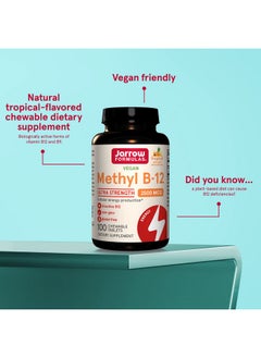 jarrow formulas Ultra Strength Methyl B12 2500 Mcg 100 Chewable Tablets Tropical Flavored Supplement Bioactive Vitamin B12 Supports Cellular Energy Production 100 Servings (Packaging May Vary)  - Image 5