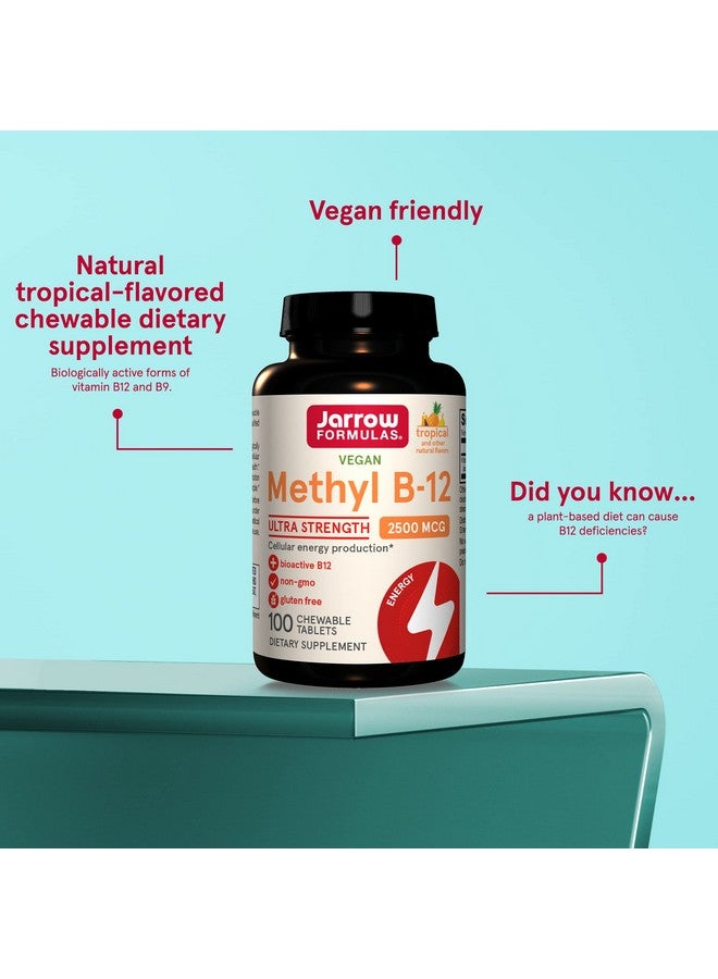 jarrow formulas مكمل ميثيل ب12 بقوة فائقة 2500 ميكروغرام 100 قرص قابل للمضغ بنكهة استوائية فيتامين ب12 النشط يدعم إنتاج الطاقة الخلوية 100 حصة (قد يختلف التعبئة) - Image 5