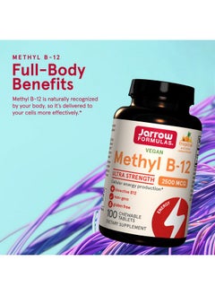 jarrow formulas Ultra Strength Methyl B12 2500 Mcg 100 Chewable Tablets Tropical Flavored Supplement Bioactive Vitamin B12 Supports Cellular Energy Production 100 Servings (Packaging May Vary)  - Image 4