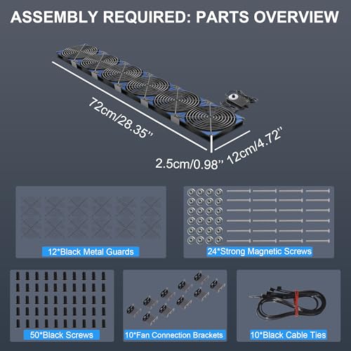 PANO-MOUNTS 120mmx6 720mm Adjustable Computer PC Box Vent Fans 3V-12V Speed Controller for Flexible Arrange Cabinet Rack Space Window Wall Server Mining Rig Chicken Coop Exhaust Cooling - Image 4