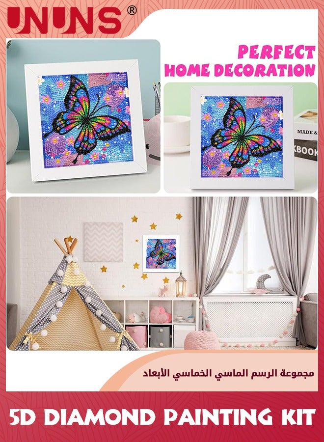UNUNS 5D Diamond Art Kit for Kids,Arts and Crafts for Kids Ages 6-8-10-12，Easy to DIY Butterfly Creative Diamond Art Kit With FrameFor Home Wall Decor,15×15cm  - Image 2