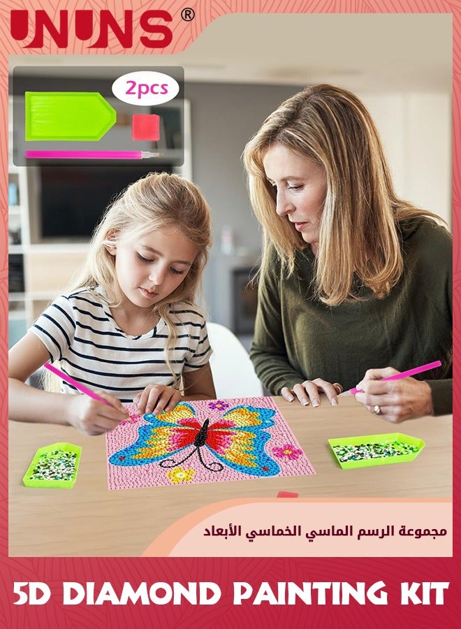 UNUNS 5D Diamond Art Kit for Kids,Arts and Crafts for Kids Ages 6-8-10-12，Easy to DIY Butterfly Creative Diamond Art Kit With FrameFor Home Wall Decor,15×15cm  - Image 3