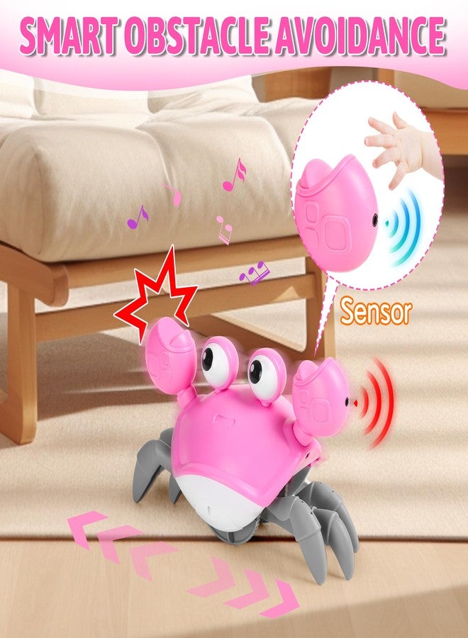 Hirger Crawling Crab Baby Girl Toy: Tummy Time Toys for Infant 3 6 9 12 18 24 36 Months, Pink Walking Dancing Sensing Crab for Toddler Age 1 2 3 4, 1st Music Birthday Gifts for Girls - Image 3