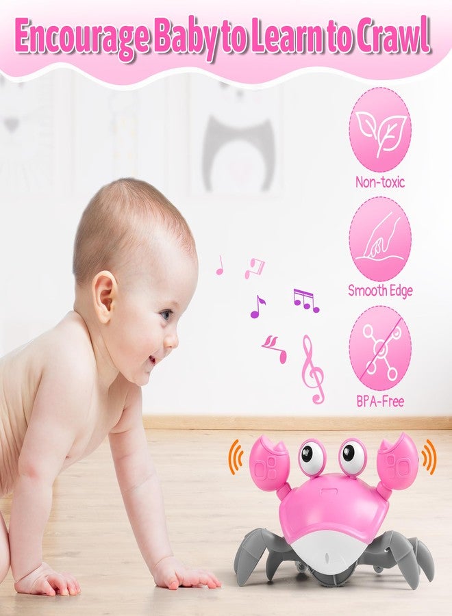 Hirger Crawling Crab Baby Girl Toy: Tummy Time Toys for Infant 3 6 9 12 18 24 36 Months, Pink Walking Dancing Sensing Crab for Toddler Age 1 2 3 4, 1st Music Birthday Gifts for Girls - Image 4