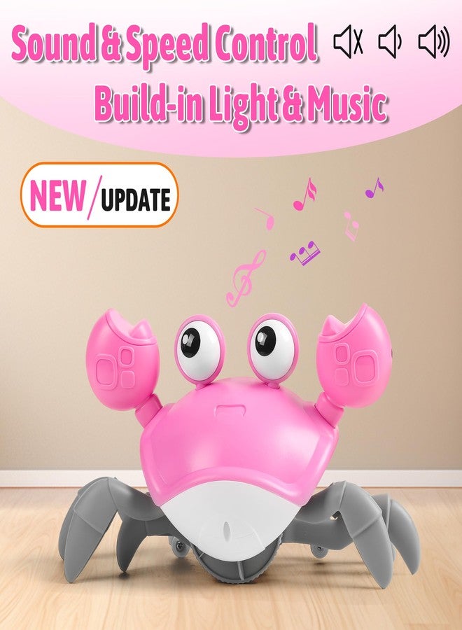 Hirger Crawling Crab Baby Girl Toy: Tummy Time Toys for Infant 3 6 9 12 18 24 36 Months, Pink Walking Dancing Sensing Crab for Toddler Age 1 2 3 4, 1st Music Birthday Gifts for Girls - Image 2