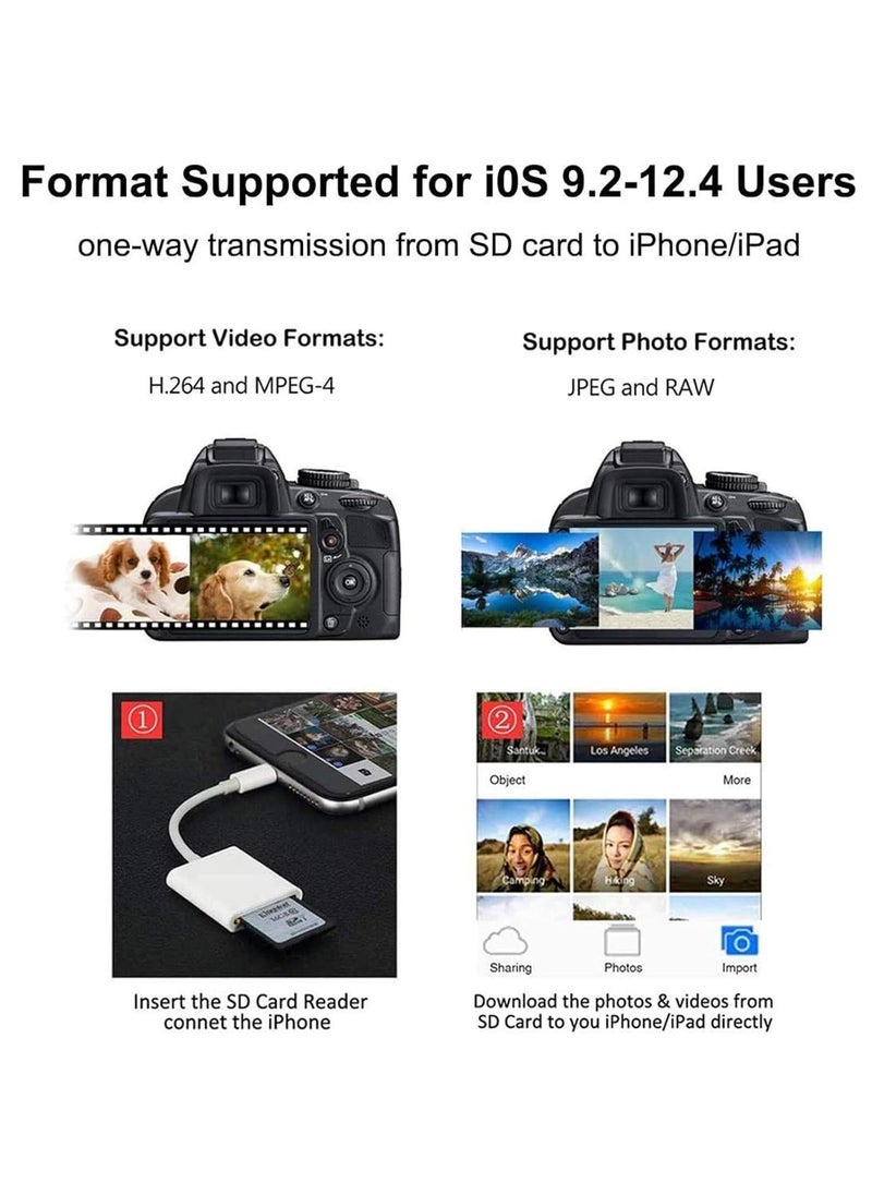 Generic - SD Card Camera Reader Adapter for iPhone iPad(USB 3.0/2.0) DSLR Camera Trail Game Camera Card Viewer Reader for iPhone 12 Mini,No APP Needed-Plug and Play - Image 1
