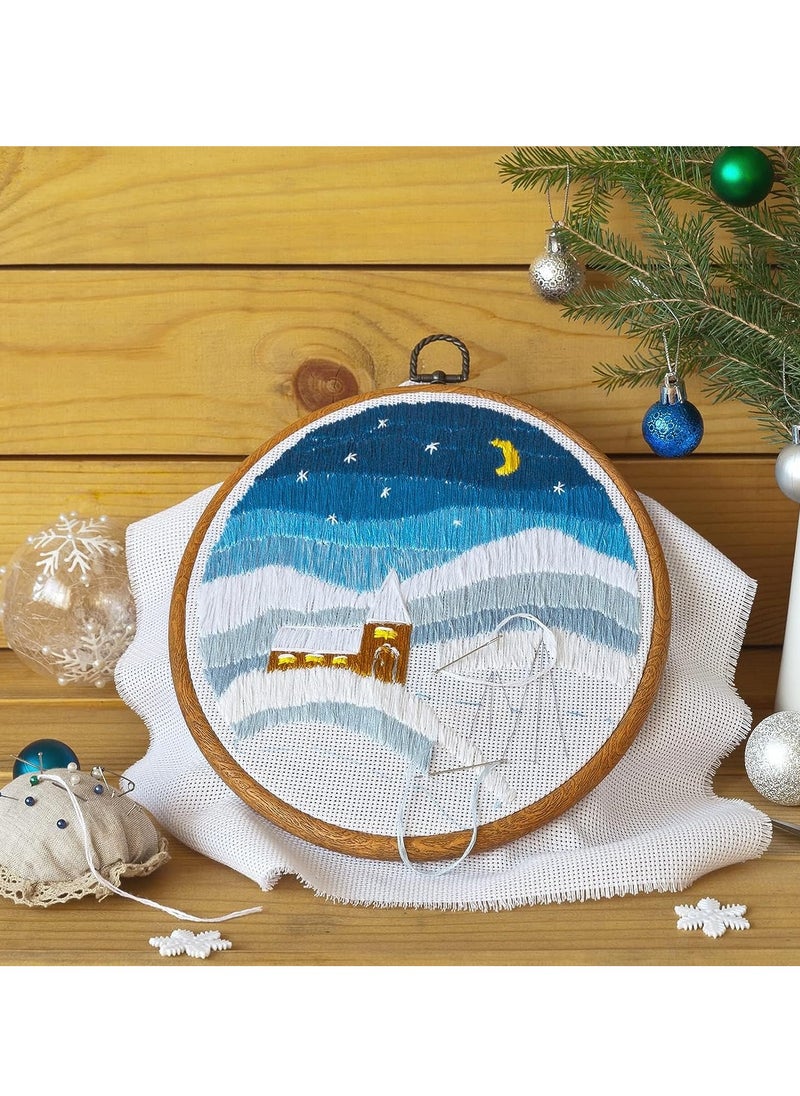 Excefore Embroidery Hoops, 5.4 Inch Imitated Wood Embroidery Stretch, Plastic Non-Adjustable Circle Cross Stitch Hoop, for DIY Home Hanging Ornaments, Embroidery Craft 4 Pieces  - Image 5