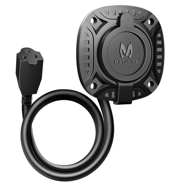 MICTUNING 13Amp 125V AC Port Plug with 16 Integrated Heavy Duty Extension Cord and WaterResistant Cap Black - Image 2