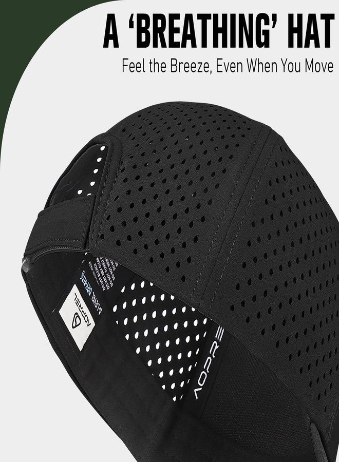 AOPREL Baseball Cap Breathable Mesh Golf Hat Quick Dry Adjustable Baseball Hats for Men and Women Sport Running Workout Black - Image 3