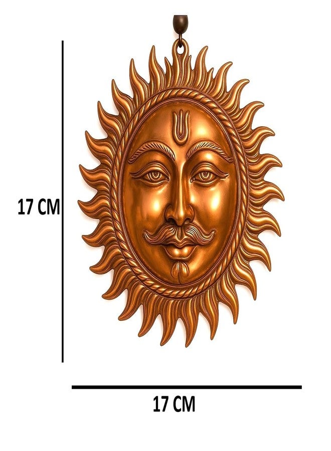 Assortify Surya Dev Copper Wall Hanging – Sun Face Statue for Home Entrance & Office Decor | Vastu Puja Figurine for Positivity & Prosperity | Copper Sun God Wall Art 17 cm - Image 2