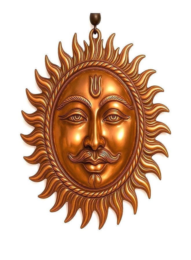 Assortify Surya Dev Copper Wall Hanging – Sun Face Statue for Home Entrance & Office Decor | Vastu Puja Figurine for Positivity & Prosperity | Copper Sun God Wall Art 17 cm - Image 1