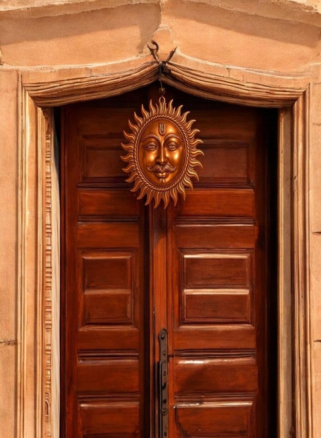 Assortify Surya Dev Copper Wall Hanging – Sun Face Statue for Home Entrance & Office Decor | Vastu Puja Figurine for Positivity & Prosperity | Copper Sun God Wall Art 17 cm - Image 4