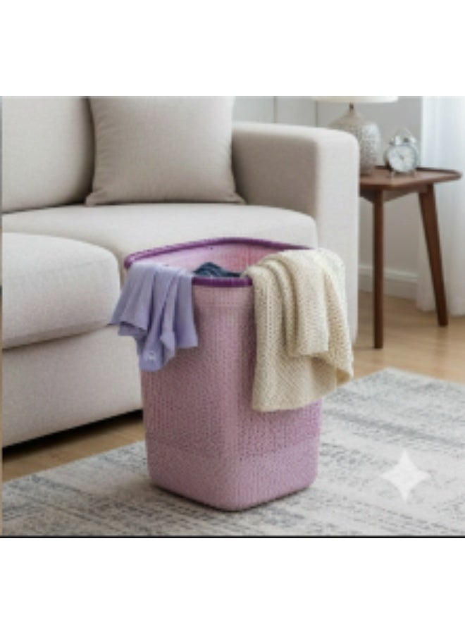 El Watania Knit Laundry Basket with Lid, 50L – Cashmere Color, Shock Resistant, Easy to Clean, Durable High-Quality Plastic - Image 4