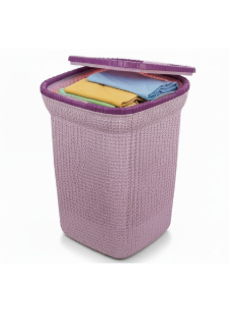 El Watania Knit Laundry Basket with Lid, 50L – Cashmere Color, Shock Resistant, Easy to Clean, Durable High-Quality Plastic - Image 5