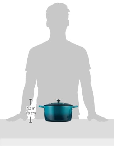 Crock-Pot Artisan 5-Quart Round Enameled Cast Iron Dutch Oven – Teal Ombre, Durable Heavy-Duty Cookware for Slow Cooking, Roasting, Baking with Lid - Image 3