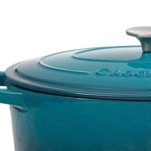 Crock-Pot Artisan 5-Quart Round Enameled Cast Iron Dutch Oven – Teal Ombre, Durable Heavy-Duty Cookware for Slow Cooking, Roasting, Baking with Lid - Image 2