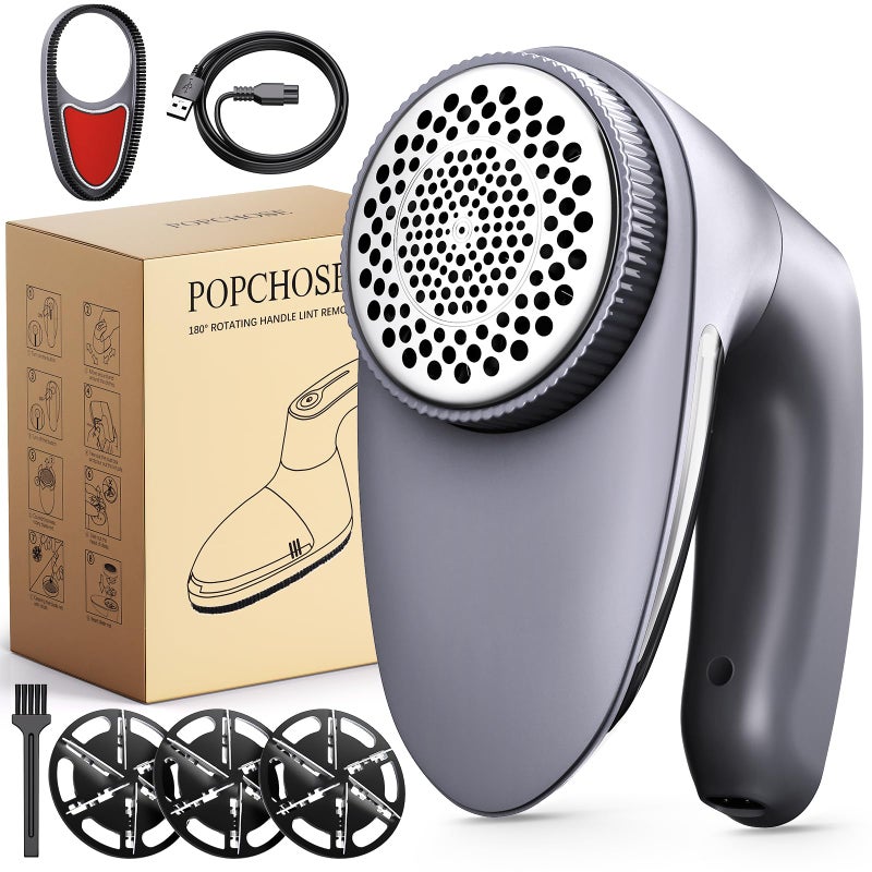 POPCHOSE POPCHOSE Fabric Shaver for Clothing Electric Lint Remover Sweater Shaver to Remove Pilling Depiller for Clothes Furniture Couch Fuzz with 6Leaf Blades Extra Electrostatic Brush - Image 1