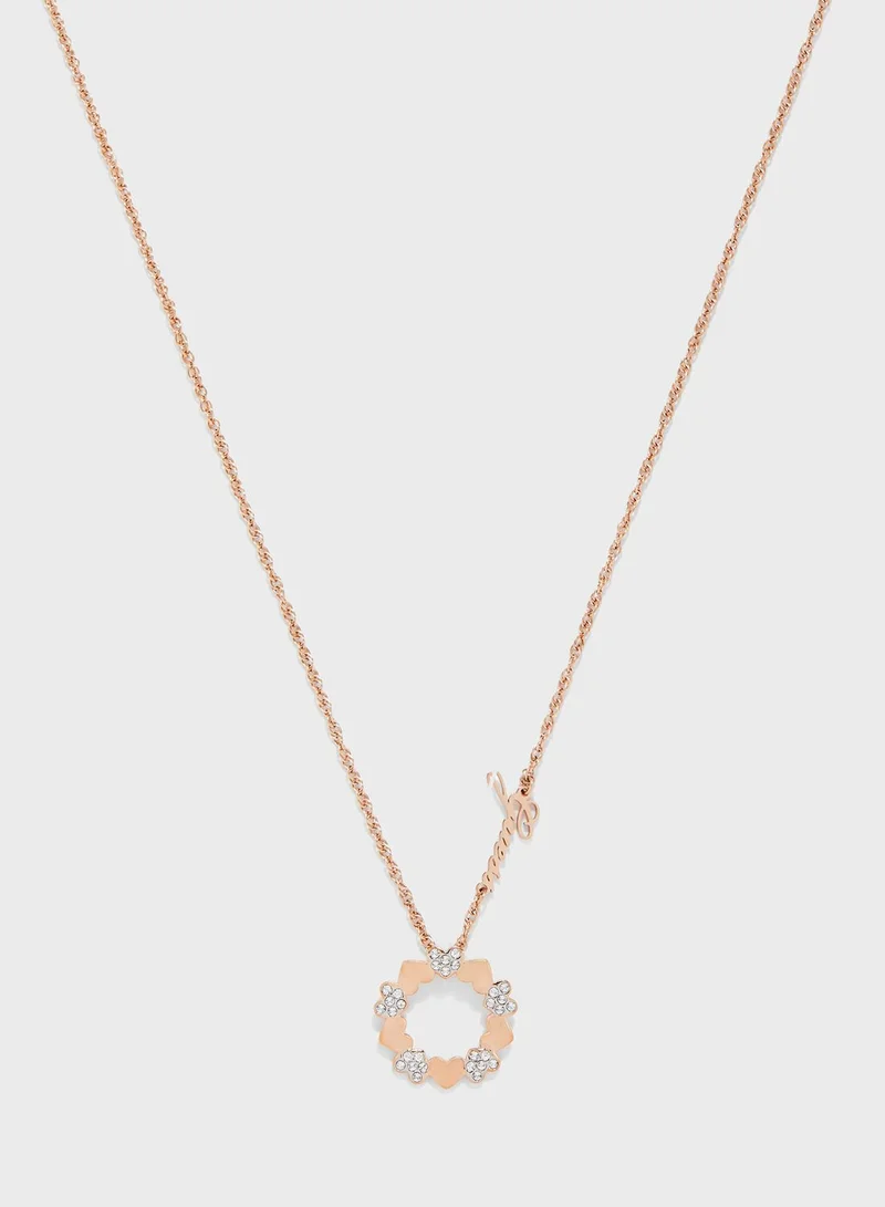 GUESS Small Heart Circle Necklace