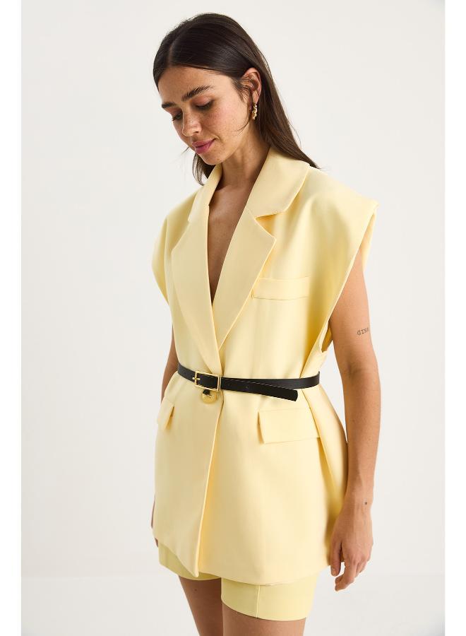 جينجر سترة طويلة مفصلة بحزام - Image 3