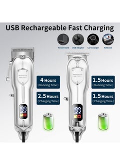 Generic Professional Hair Clippers for Men, USB Rechargeable Hair Trimmer Set with Adjustable LED Display, Barber Clippers, and Beard Trimmer Set, Cordless Hair Cutting Grooming Haircut Kit  - Image 1
