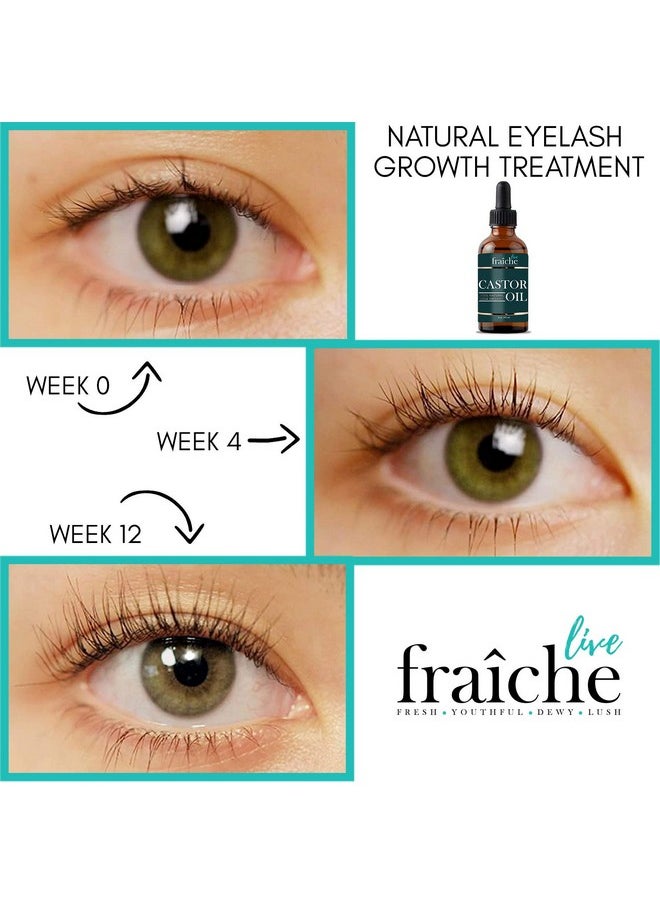 Live Fraiche - Castor Oil Organic (2Oz) + Free Mascara Starter Kit. Usda Certified 100% Pure Cold Pressed Hexane Free Grow Eyelashes And Eyebrows. Condition Hair. Lash Growth Serum. Brow Treatment - Image 1