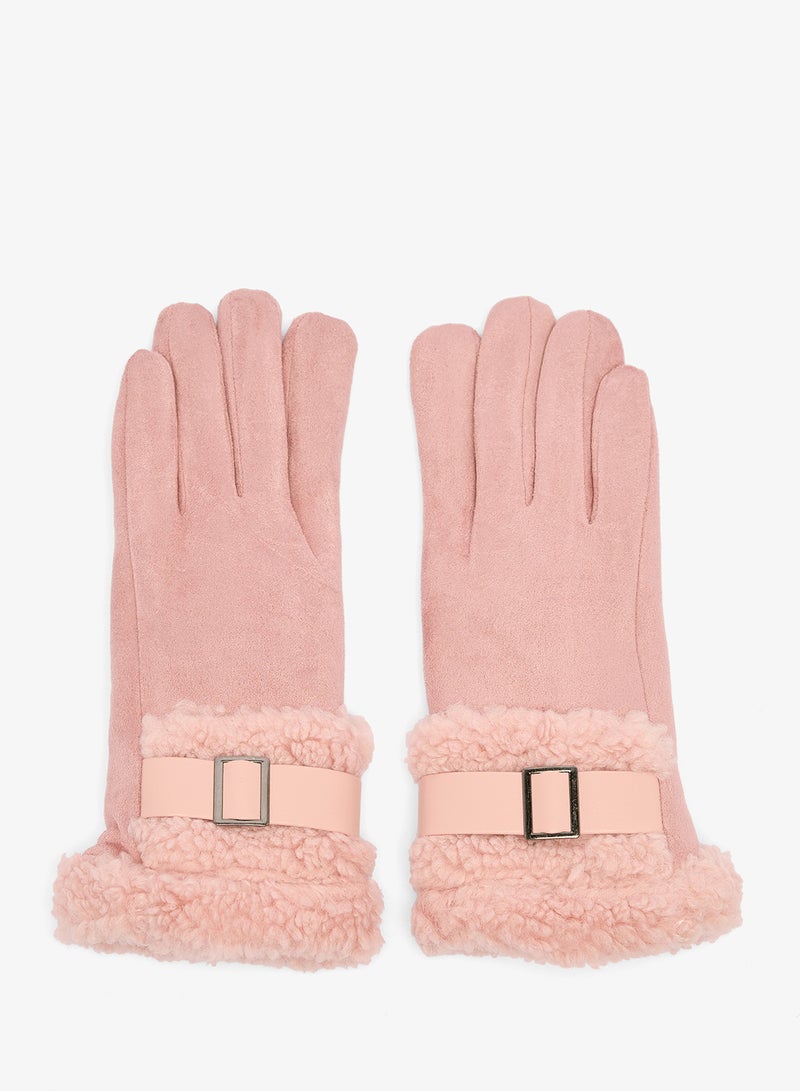 ELLA Plush Winter Gloves with Faux Fur Cuff - Image 1