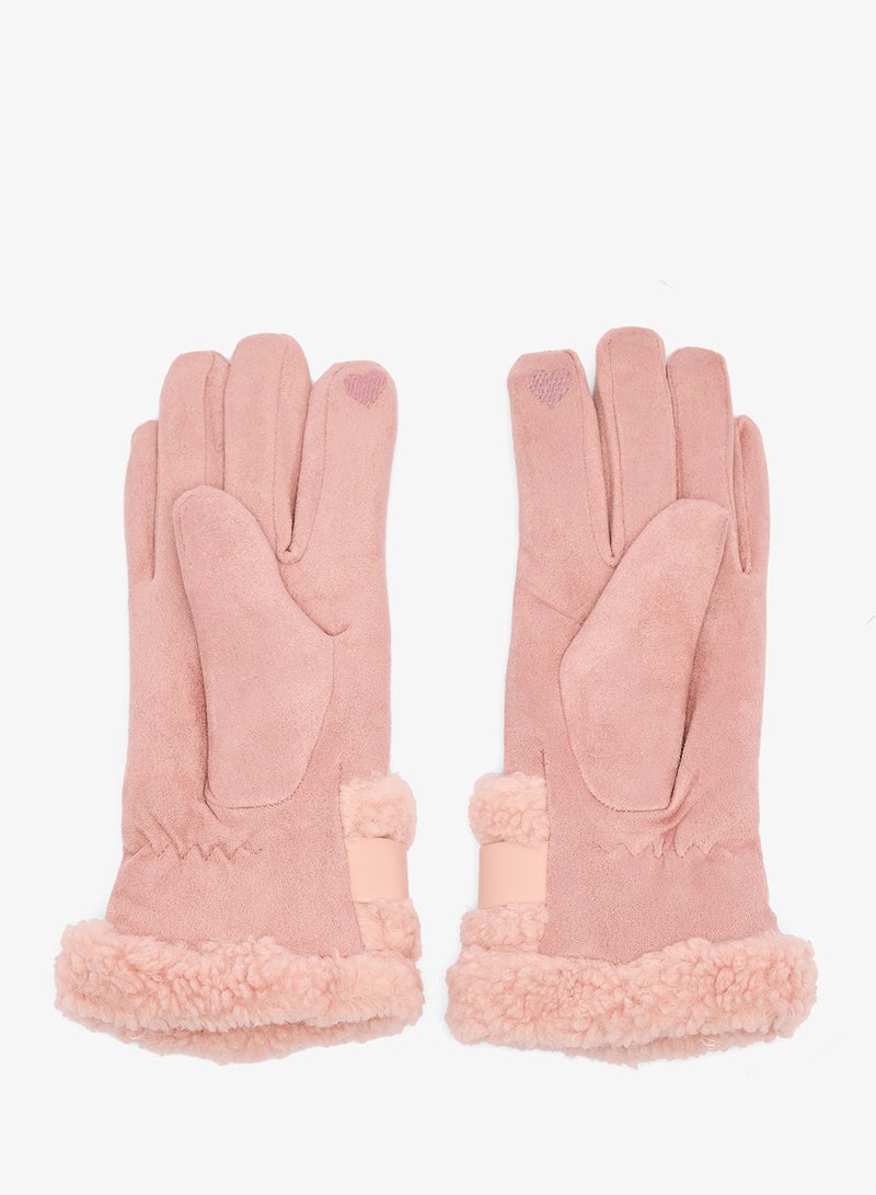 ELLA Plush Winter Gloves with Faux Fur Cuff - Image 2