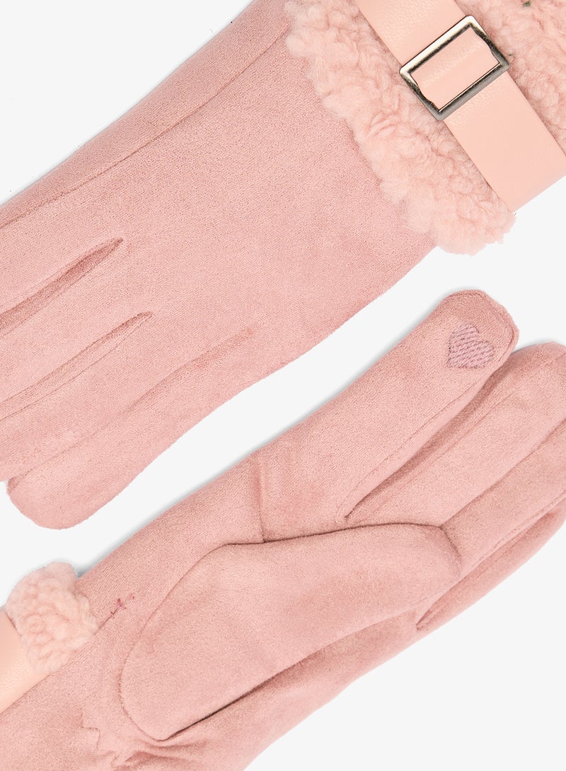 ELLA Plush Winter Gloves with Faux Fur Cuff - Image 3