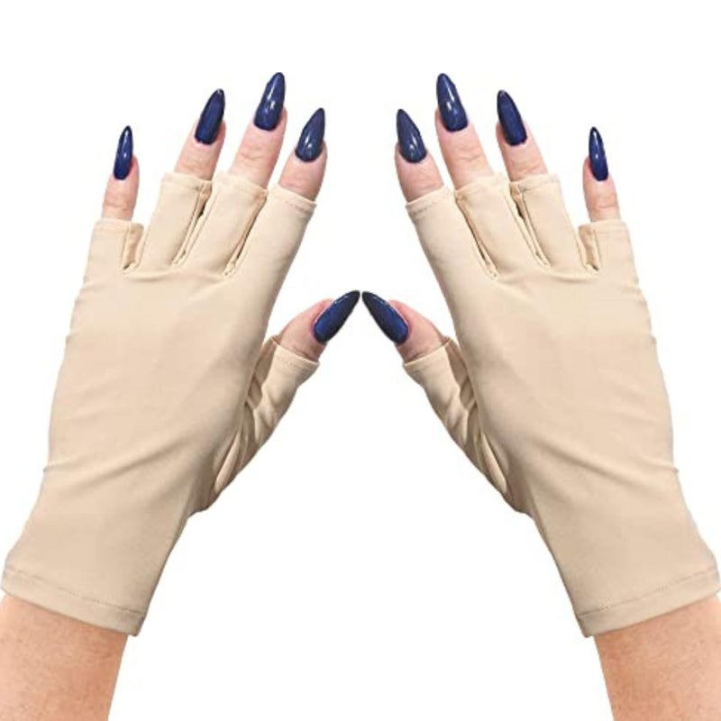 ManiGlovz - The Original UPF 50+ UV Light Protective Nail Gloves | Gel Manicure Gloves and Anti UV Fingerless Gloves for Women | Can be Used as Sun Protection Gloves for Driving | Nude - Image 1