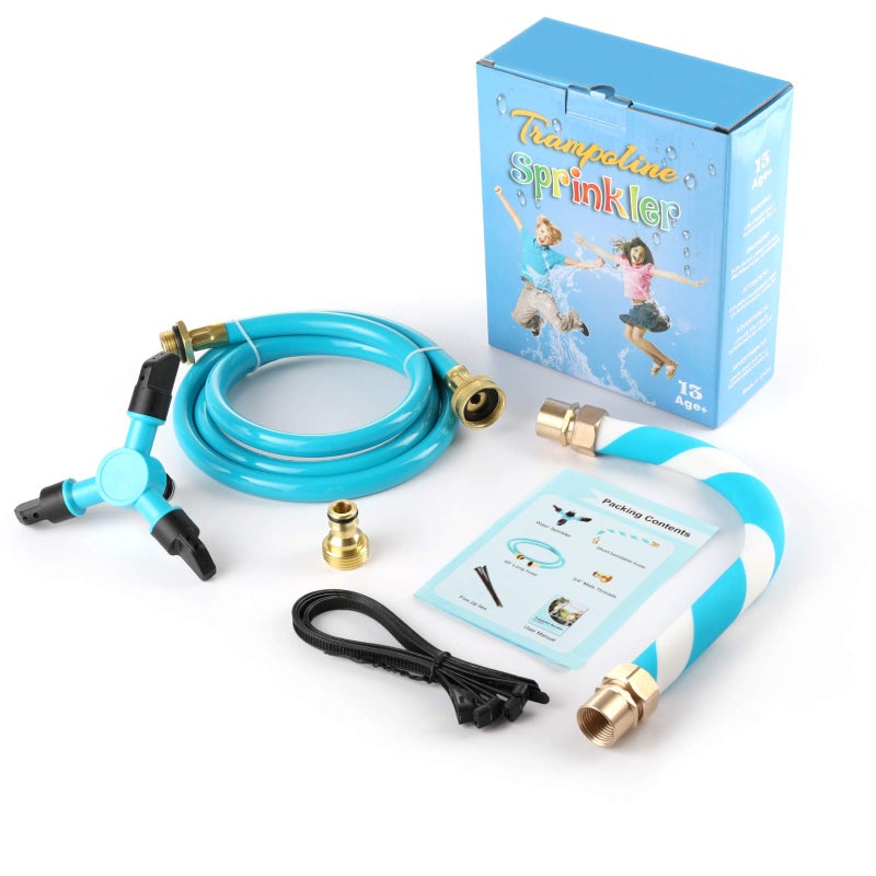 TINPOO Trampoline Sprinkler, Net Friendly Trampoline Water Sprinkler for Kids, 360° Rotating Sprinkler for Trampoline, 5 Minutes Quick Setup Trampoline Accessories for 10-16ft Trampoline,Blue - Image 5