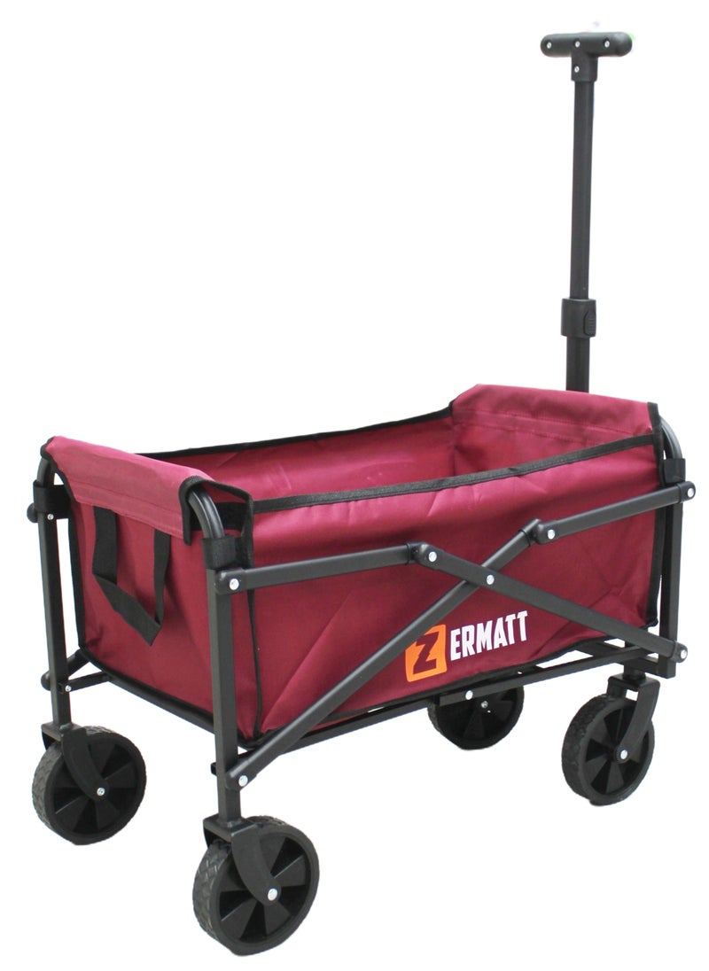 zermat international Foldable Utility Cart 145L – Heavy Duty Wagon with Large Wheels for Beach, Garden, Camping & Shopping – Portable Folding Trolley (59x33x45CM), 80kg (176lbs) Capacity, Assorted Colors (Small)  - Image 1