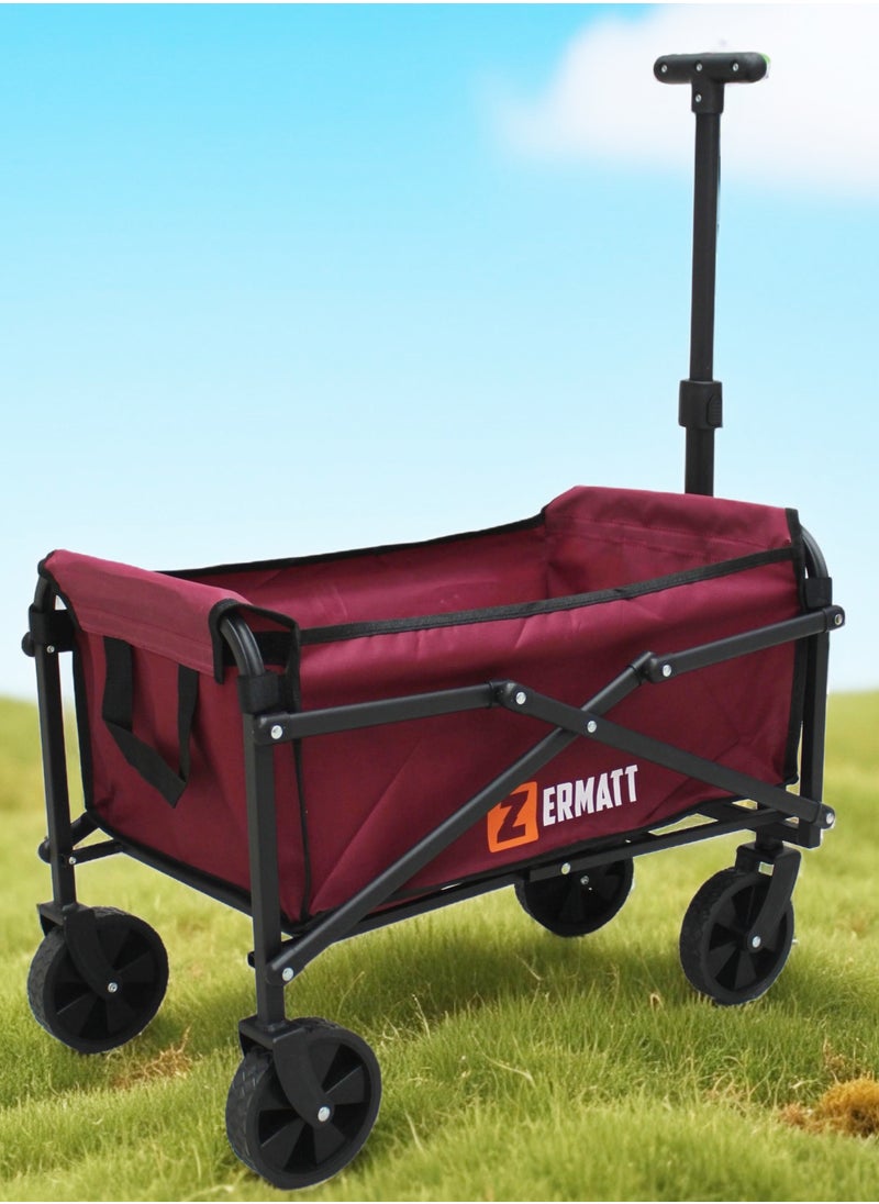 zermat international Foldable Utility Cart 145L – Heavy Duty Wagon with Large Wheels for Beach, Garden, Camping & Shopping – Portable Folding Trolley (59x33x45CM), 80kg (176lbs) Capacity, Assorted Colors (Small)  - Image 3
