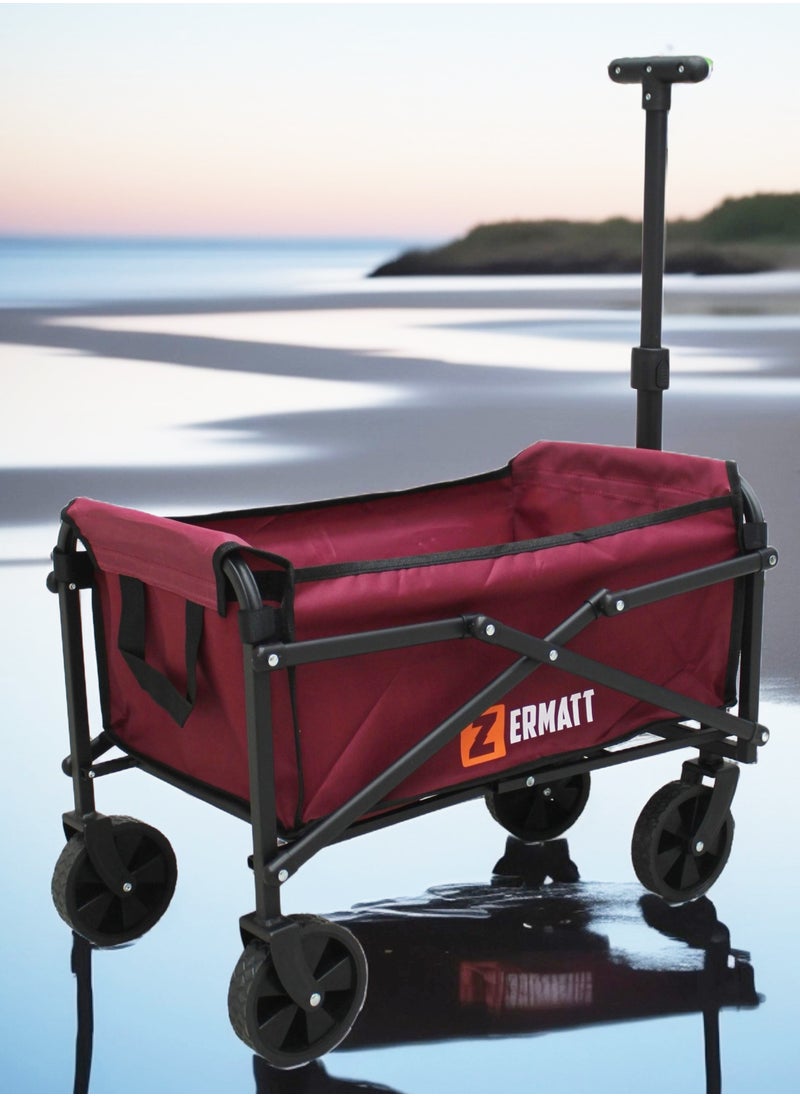 zermat international Foldable Utility Cart 145L – Heavy Duty Wagon with Large Wheels for Beach, Garden, Camping & Shopping – Portable Folding Trolley (59x33x45CM), 80kg (176lbs) Capacity, Assorted Colors (Small)  - Image 4