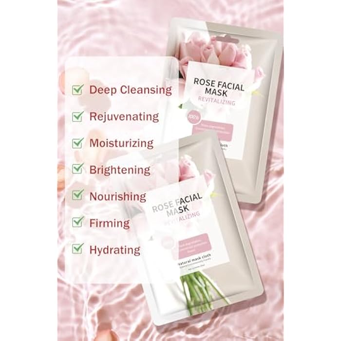 IREV Face Masks Skincare, Spa Sheet Mask, Facial Masks for Women Skin Care, Beauty Rose Sheet Masks, Bulk Face Mask Skin Care, Beauty Masks Gifts, Hydrating Face Masks, Facial Masks 10 Sheets - Image 3