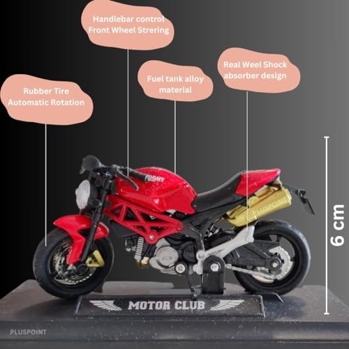 PLUSPOINT Die Cast Motorcycle Toy Bike Scale Model Vehicles Alloy Simulation Superbike Also for Car Dashboard Kids Adult Alloy Highly Simulation Model Vehicle Motorbike Street Machine Kids Toy Gift - Image 5