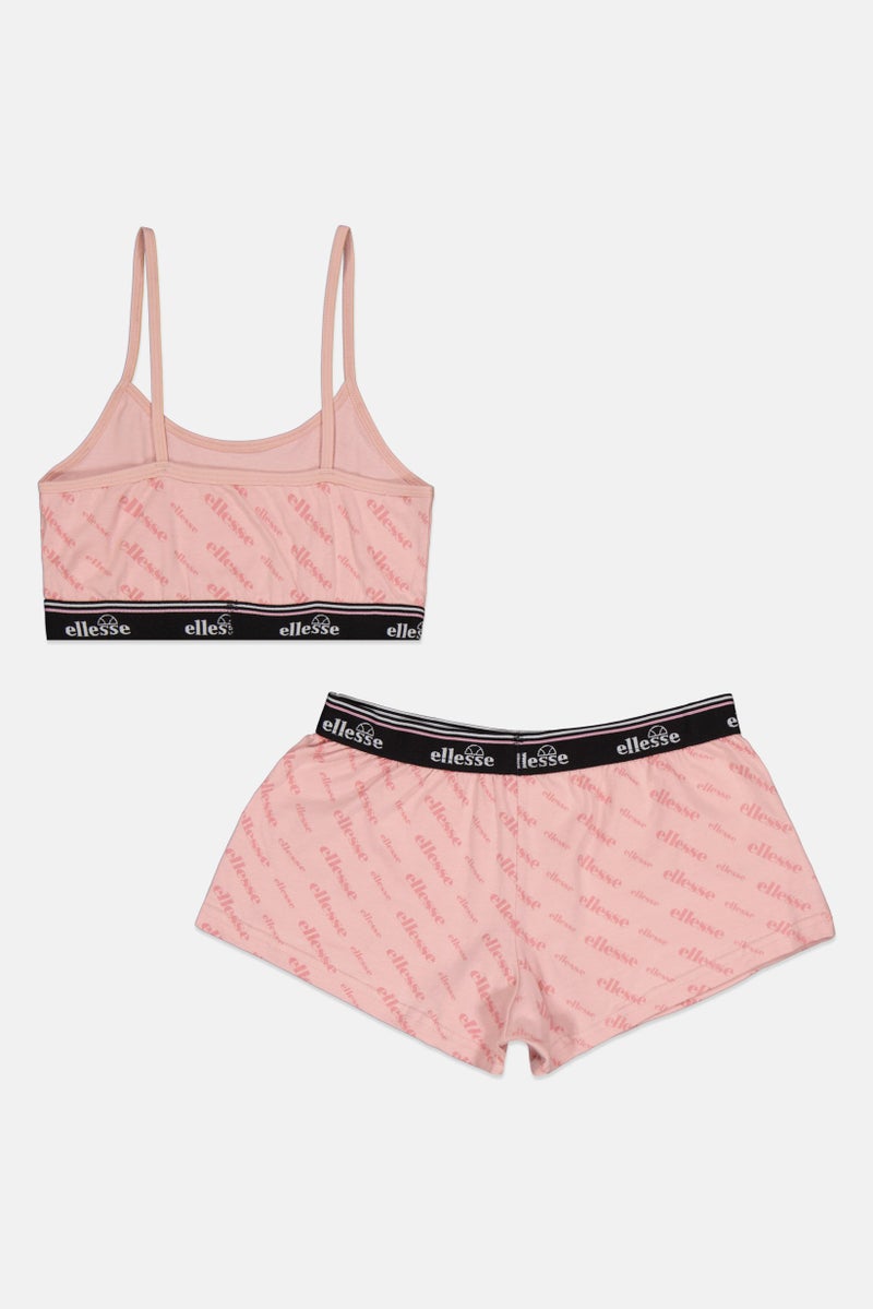 Ellesse طقم حمالة صدر وسروال بدون خياطة مكون من قطعتين للنساء، وردي قديم - Image 2