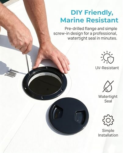 JZLiner Boat 5 Inch Inspection Port Boat Access Seal Kayak Hatch Plus RV Marine Tight Hole Cover Lid Black - Image 3