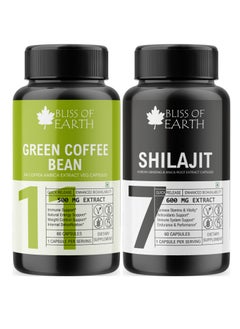 BLISS OF EARTH Green Coffee Bean Extract Supplement Capsules & Himalayan Shilajit Extract Capsules Greath For Health and Wellness  - Image 1