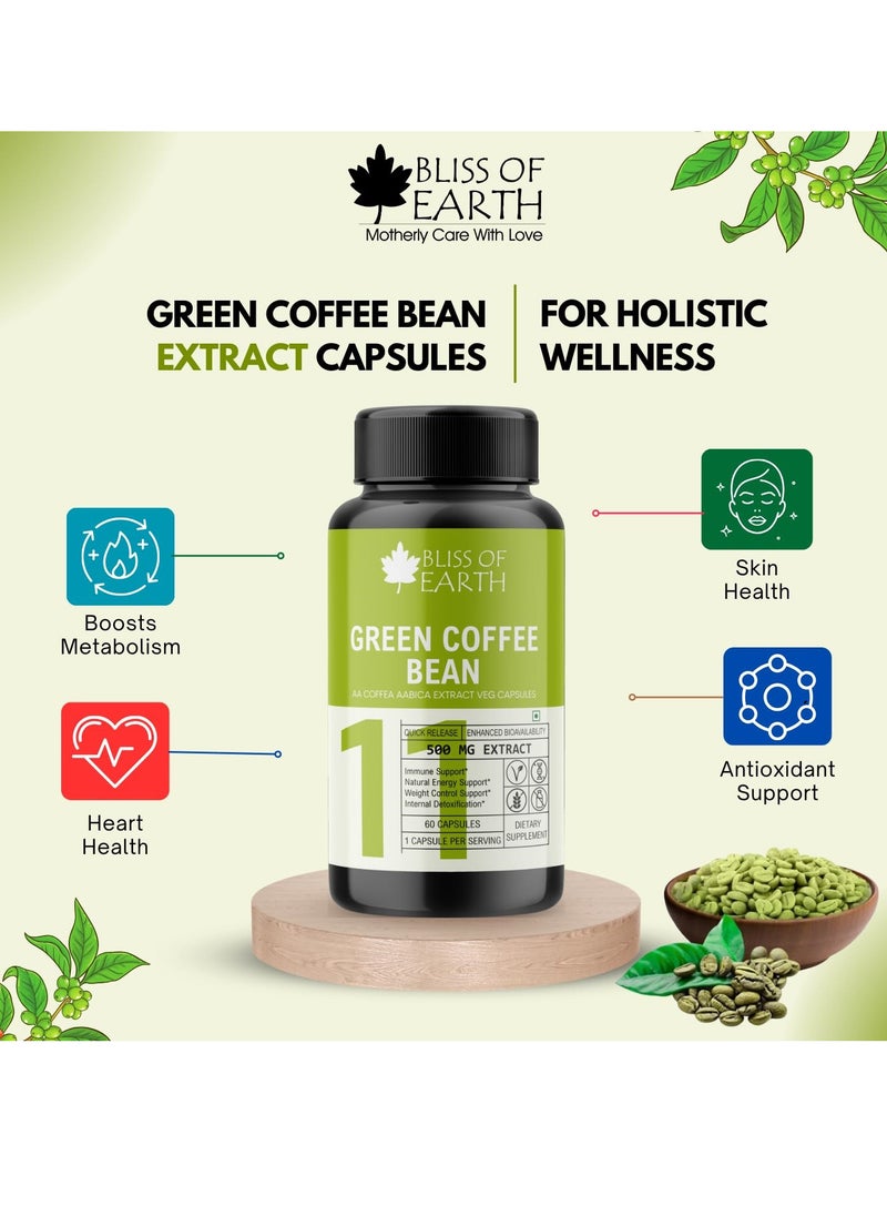 BLISS OF EARTH - Green Coffee Bean Extract Supplement Capsules & Himalayan Shilajit Extract Capsules Greath For Health and Wellness - Image 1