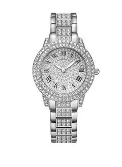Generic New Fashion Trend Diamond Full Diamond Roman Pattern Ladies Watch Bracelet Silver  - Image 1