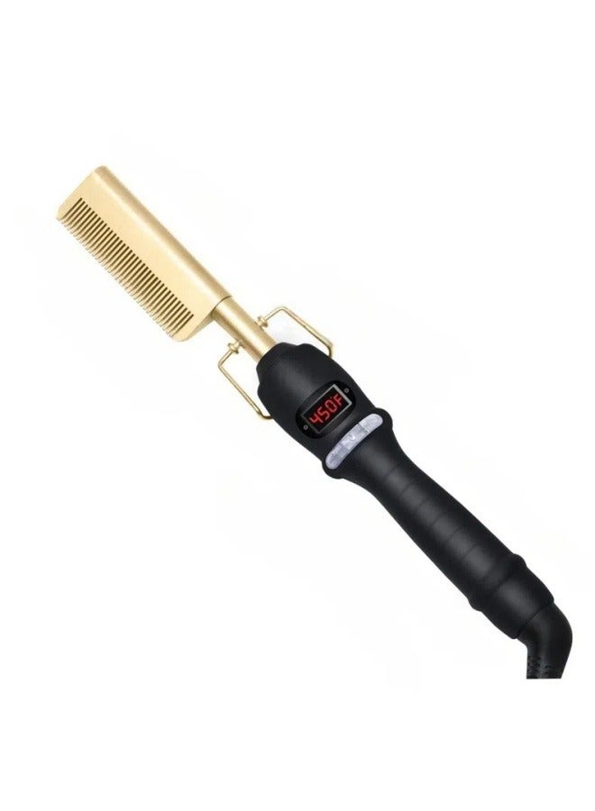 general Wet and dry electric heating copper comb, straight hair comb, does not hurt hair, hair straightener, household perm, curling iron, straight hair stick - Image 1