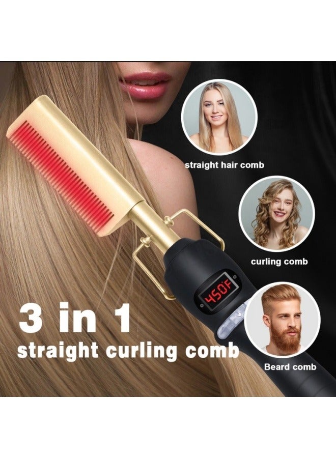 general Wet and dry electric heating copper comb, straight hair comb, does not hurt hair, hair straightener, household perm, curling iron, straight hair stick - Image 4