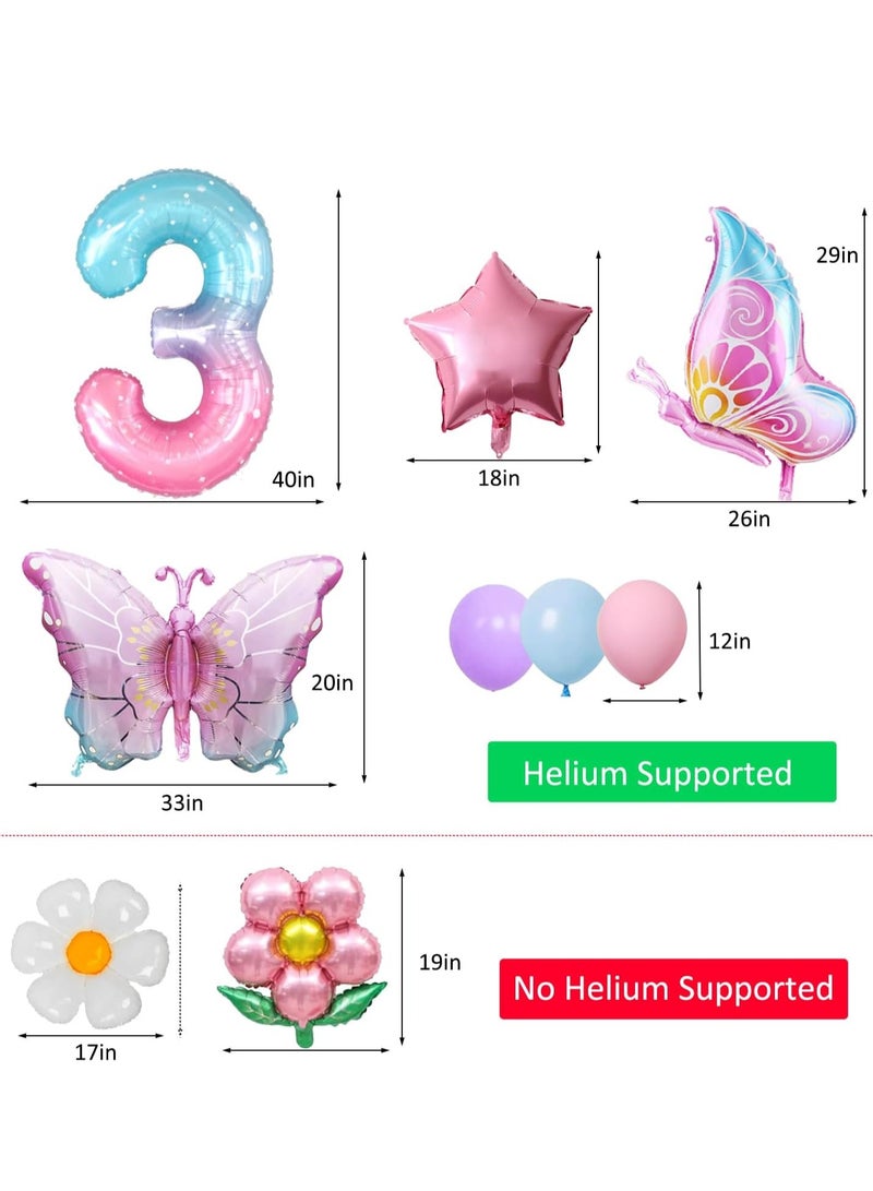 17 فتاة عيد ميلاد 3 بالون الفراشة الرقمية مجموعة لون التدرج الوردي فراشة احباط بالون بالون العملاق 3 بالون الزهور الطرف اللوازم - Image 3