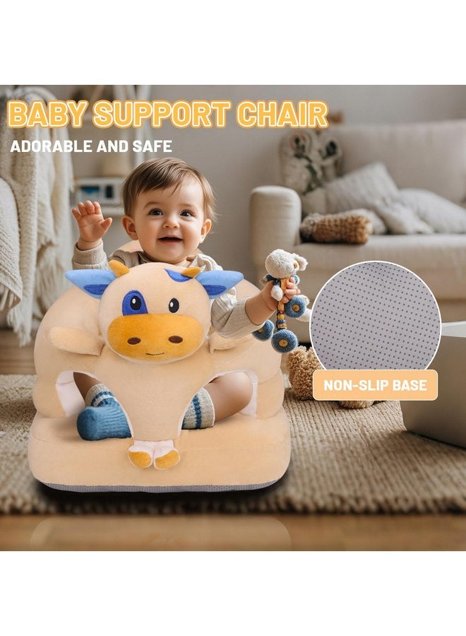 KAKIBLIN Baby Sit Up Chair Baby Support Sofa, Baby Sofa Chair, Soft Plush Cartoon Animals Learning to Sit Cushion Seats for Toddlers 3-24 Month Infant Sitting Chair (Cow) - Image 4