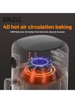ZOLELE ZA004 Electric Air Fryer 4.5L Capacity Non-Stick Coating Fried Basket, Knob Control Temperature Pull Pan Automatic Power Off 1400W Power - Black  - Image 3