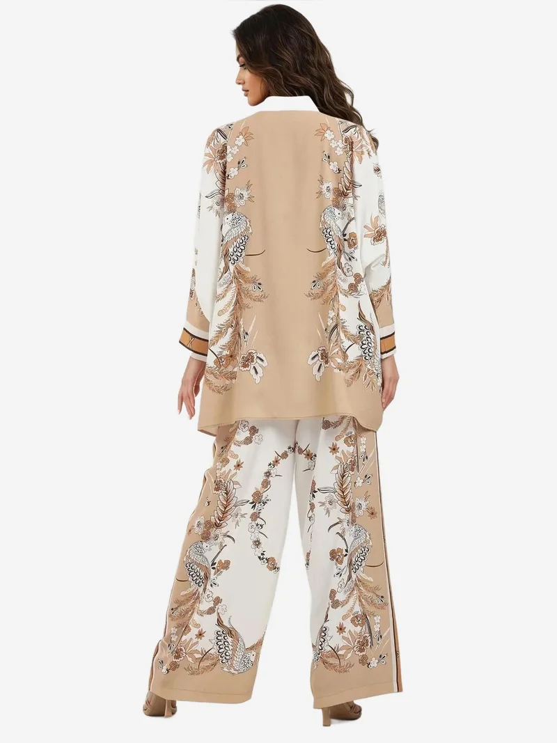 HICCUP Flowering Tippet Collar High Waist Two-Piece Set